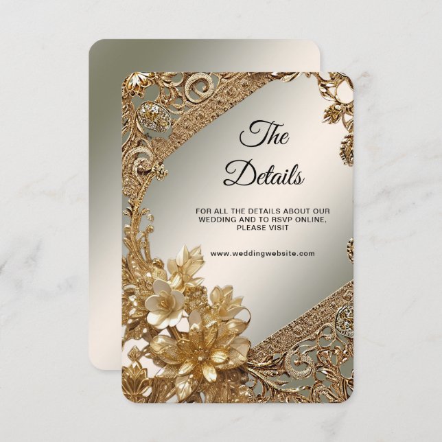 Modern Gold Ornate Floral Detail Enclosure Card (Front/Back)
