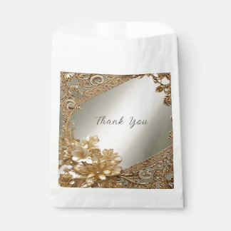 Modern Gold Ornate Floral Favour Bag