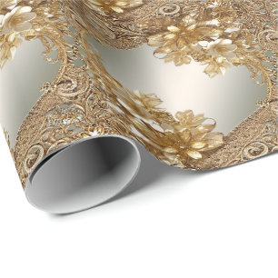 Modern Gold Ornate Floral Wrapping Paper