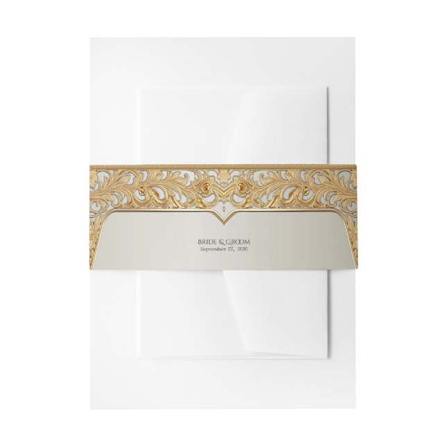 Modern Gold Ornate Invitation Belly Band (Front Example)