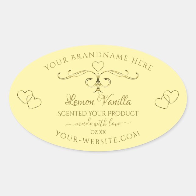 Modern Gold Ornate on Cream Product Labels Hearts  (Front)