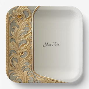 Modern Gold Ornate Paper Plate
