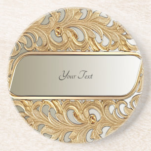 Modern Gold Ornate Sandstone Coaster