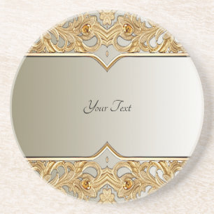 Modern Gold Ornate Sandstone Coaster