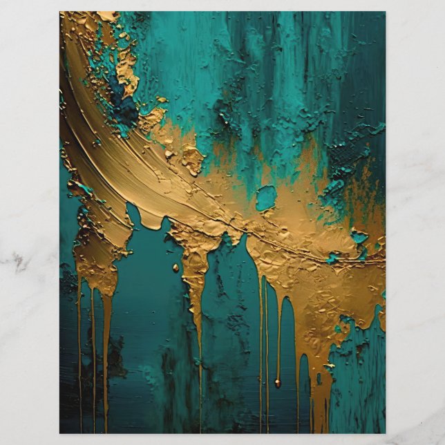 Modern Gold Paint on Teal (Back)
