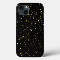 Modern Gold Paint Splatter Pattern on Black
