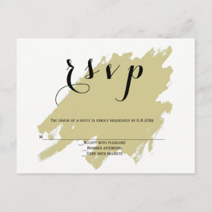 Modern gold paint wedding rsvp postcards