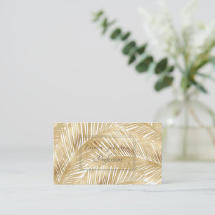Modern Gold Palm Leaf Tropical Pattern Business Card