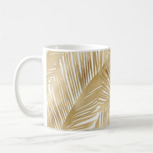 Modern Gold Palm Leaf Tropical Pattern Coffee Mug