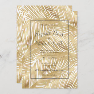 Modern Gold Palm Leaf Tropical Pattern Invitation