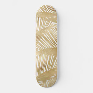 Modern Gold Palm Leaf Tropical Pattern Skateboard