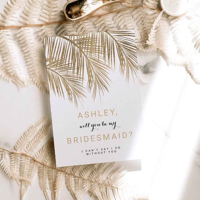 Modern gold palm tree Bridesmaid Invitation (Creator Uploaded)