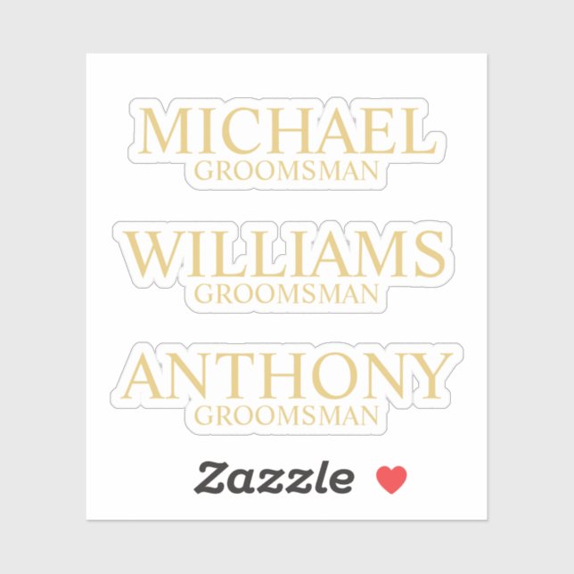 Modern Gold Personalised Groomsman's Name (Sheet)