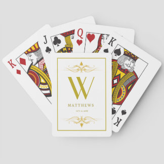 Modern gold Personalised Monogram and Name Playing Cards