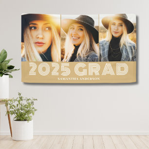Modern Gold Photo Collage 2025 Graduation Banner