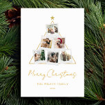 Modern Gold Photo Collage Christmas Holiday Card<br><div class="desc">Modern photo Christmas cards featuring 6 of your pictures in a minimalist tree shape collage.</div>