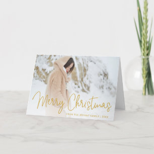 Modern Gold Photo Elegant Christmas Holiday Card