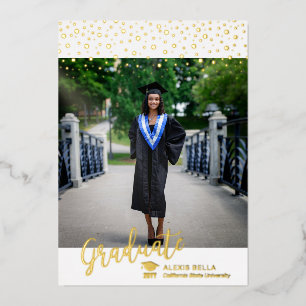 Modern Gold Photo Graduation Announcement Card