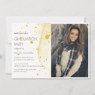 Modern Gold Photo Graduation Party Invitation