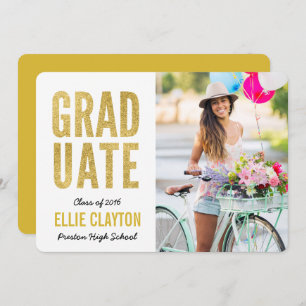 Modern Gold Photo Graduation Party Invitation