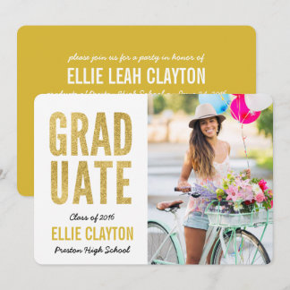 Modern Gold Photo Graduation Party Invitation