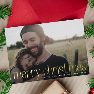 Modern Gold Photo Merry Christmas Foil Holiday Card