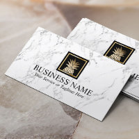 Modern Gold Pineapple Logo Trendy White Marble