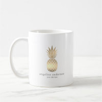 Modern Gold Pineapple Personalised Mug