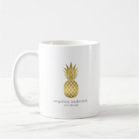 Modern Gold Pineapple Personalised Mug