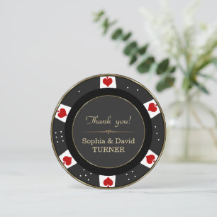 Modern Gold Poker Chip Wedding Thank You Card