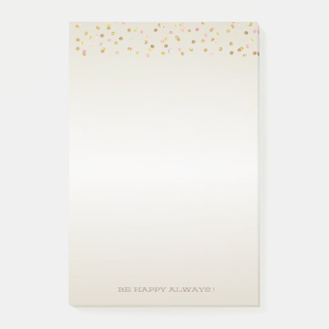Modern Gold Polka Dots,Confetti-Personalised Post-it Notes (Front)