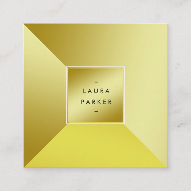 Modern Gold Polygon Geometric Contemporary Square Business Card (Front)