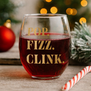 Modern Gold Pop Fizz Clink Stemless Wine Glass