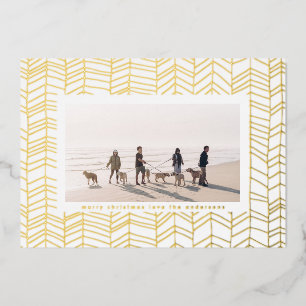 Modern Gold Pressed Christmas Candy Cane Photo Foil Holiday Card