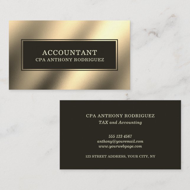Modern Gold Professional Accountant Business Card (Front/Back)