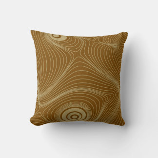 Modern Gold Psychedelic Topographic Line Art Throw Cushion