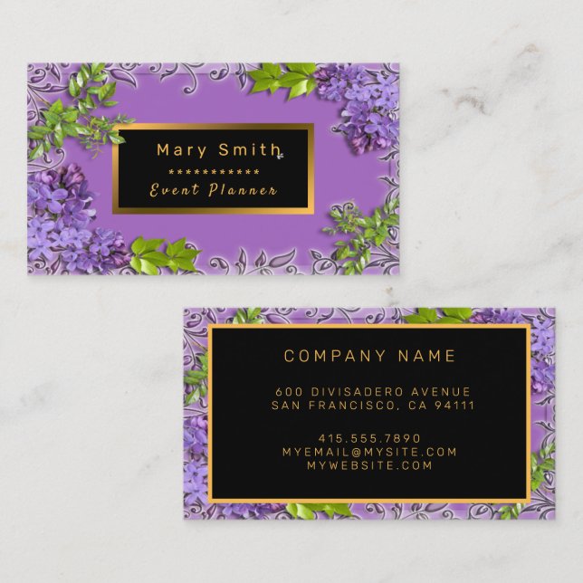 Modern Gold Purple Add Your Text Business Card (Front/Back)