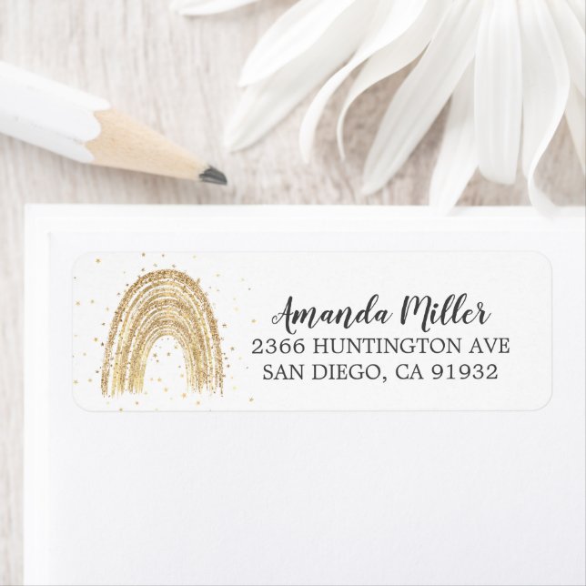 Modern Gold Rainbow Return Address Label (Insitu)