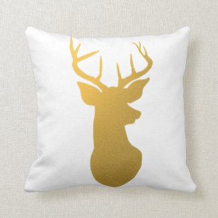 Modern Gold Reindeer Holiday Cushion