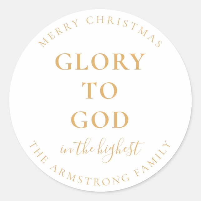 Modern Gold Religious Christmas Gift Classic Round Sticker (Front)