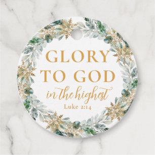 Modern Gold Religious Christmas Glory to God Gift Favour Tags