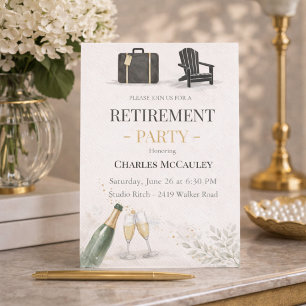 Modern Gold Retirement Invitation