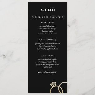 Modern Gold Rings Custom Wedding Menu Black