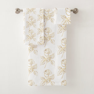 Modern Gold Rose Minimal Bath Towel Set