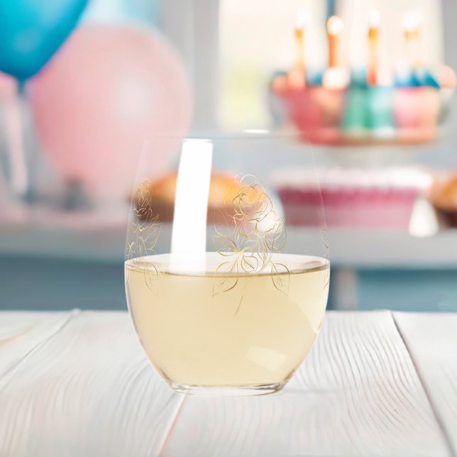 Modern Gold Rose Minimal  Stemless Wine Glass (Insitu (Baby Shower))