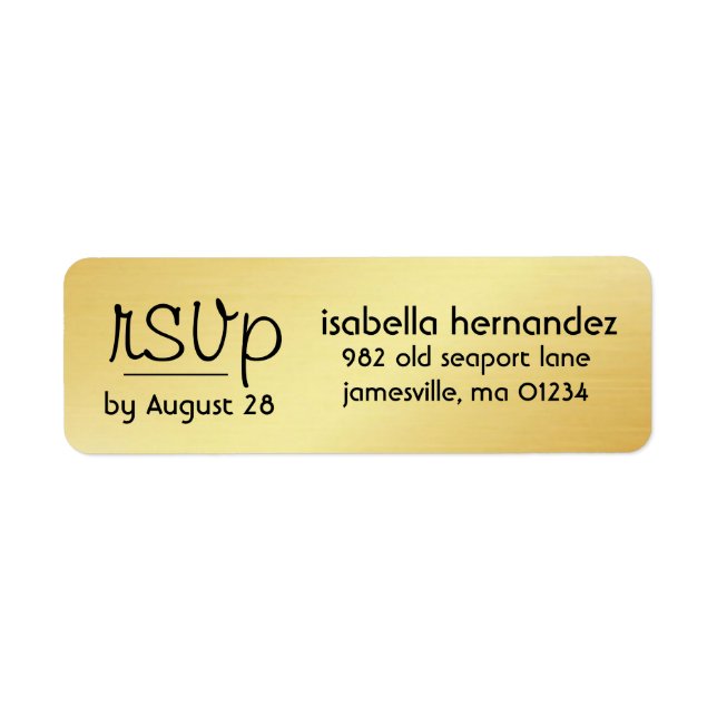 Modern Gold RSVP Return Address Labels (Front)