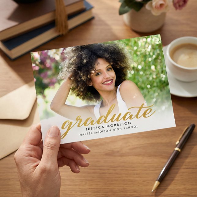 Modern Gold Script 2021 Graduation Announcement (Creator Uploaded)
