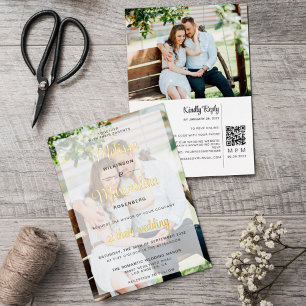 Modern gold script 2 photos QR Code online RSVP
