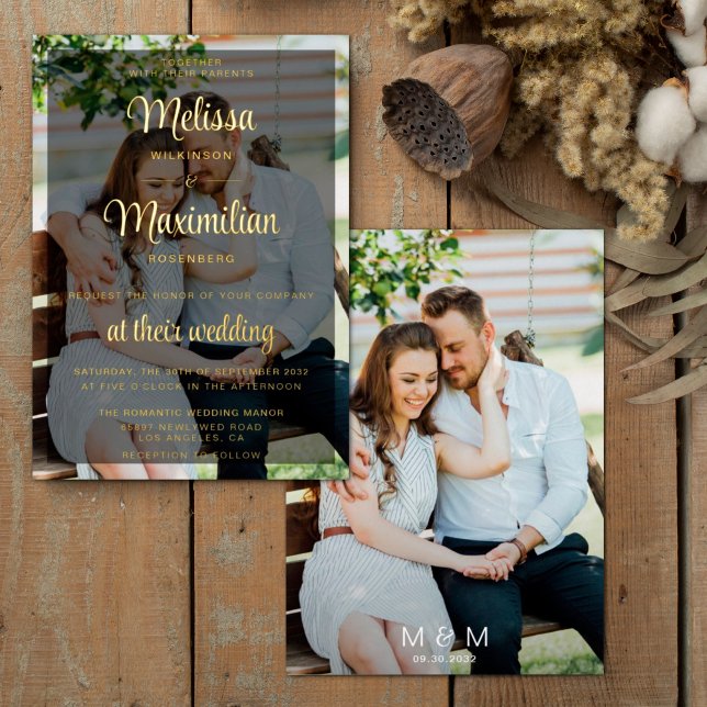 Modern gold script 2 photos wedding (Creator Uploaded)