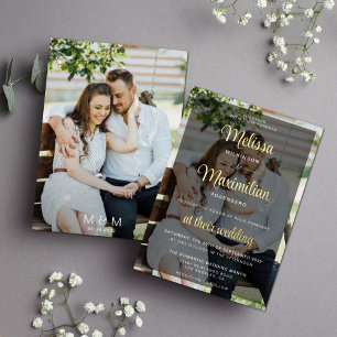 Modern gold script 2 photos wedding black overlay